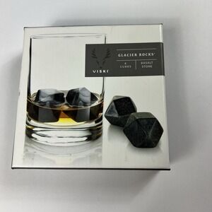 Viski Glacier Rocks Hexagonal Basalt Bourbon Whiskey Set of 4 Chilling Drinks